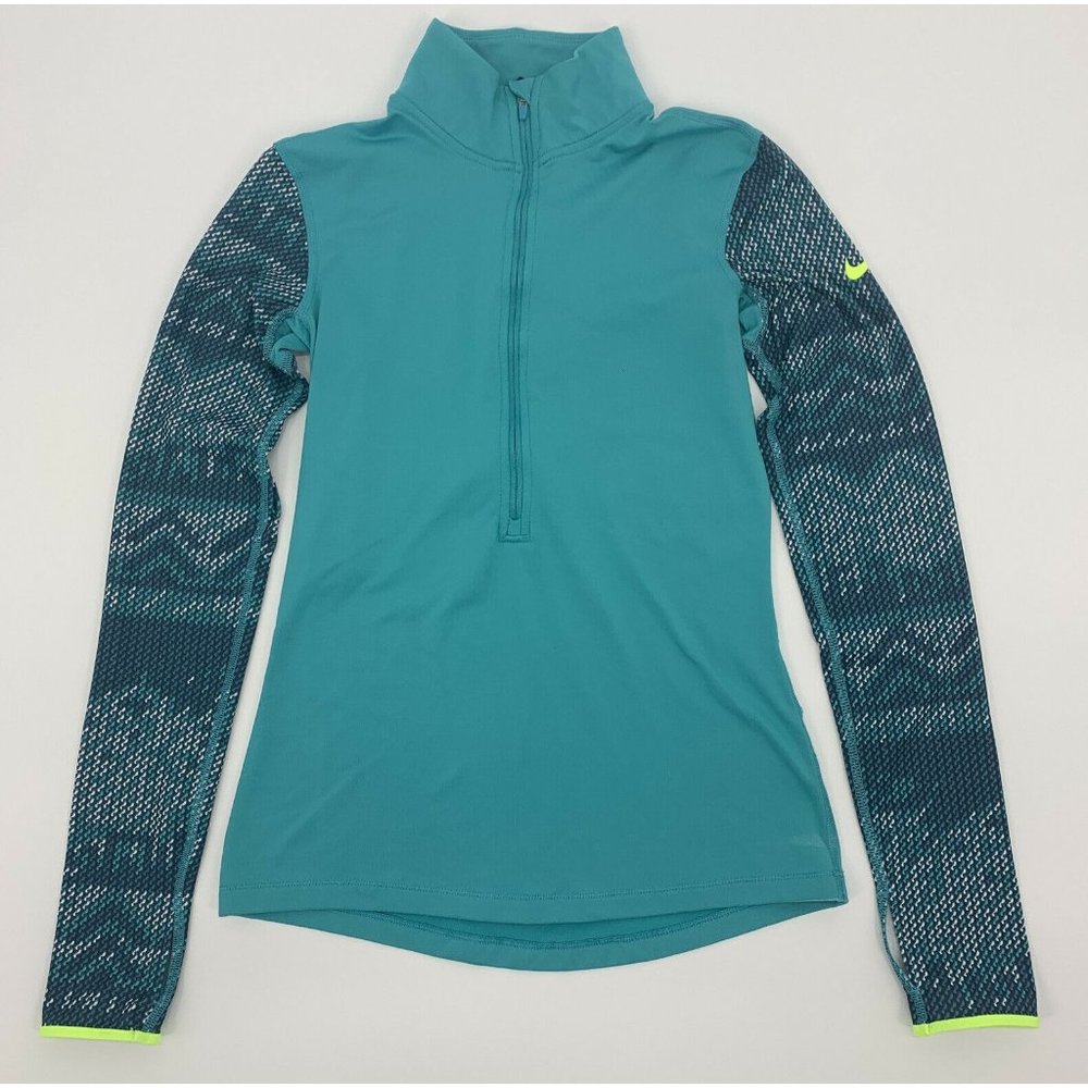 Women's Nike Pro Dri-FIT Fitted 1/2 Zip Long Sleeve Athletic Jacket Aqua Small